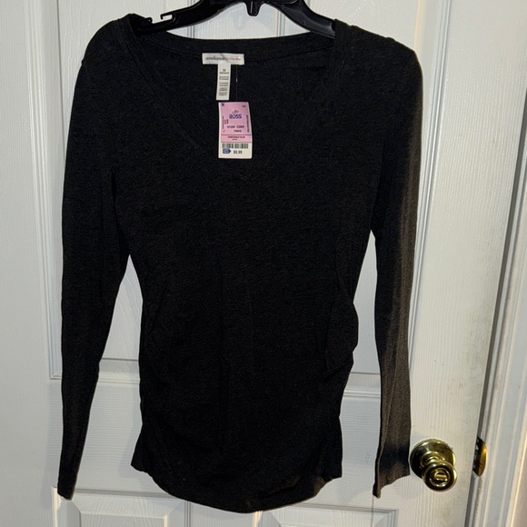 Ambiance Tops - Ambiance Maternity Charcoal Long Sleeve Top